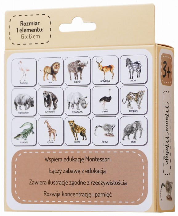 Gra pamięciowa memo Zwierzęta Afryki tył