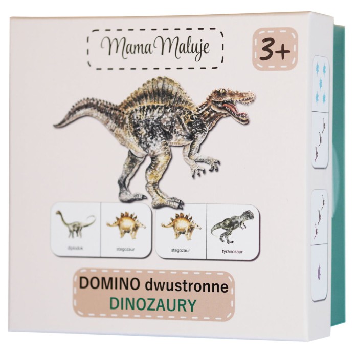 Gra dla dzieci Domino dwustronne Dinozaury przód