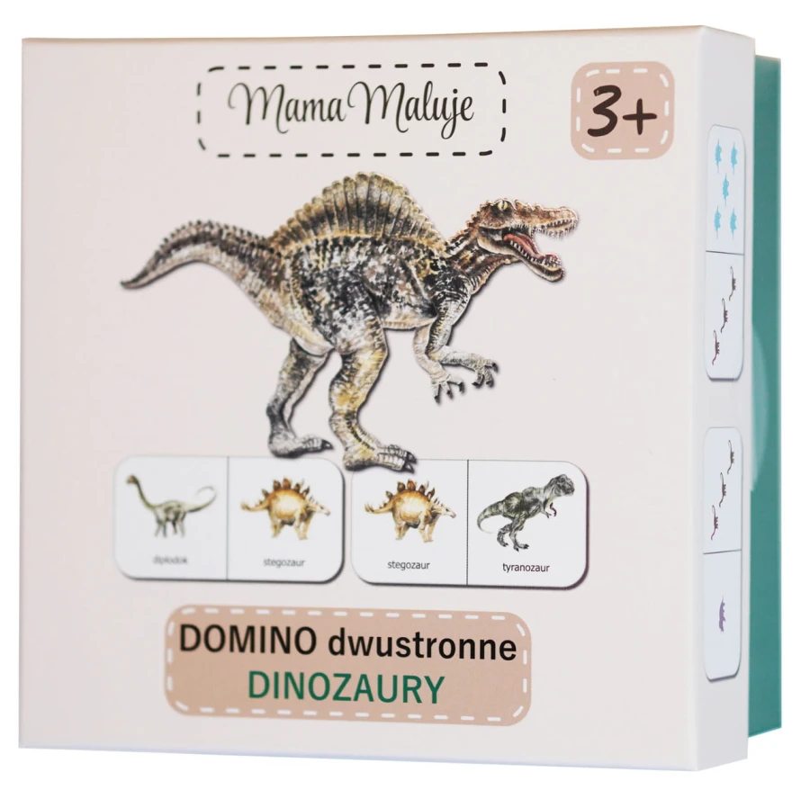 Gra dla dzieci Domino dwustronne Dinozaury przód