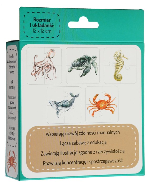 Puzzle 4-elementowe Zwierzęta wodne tył