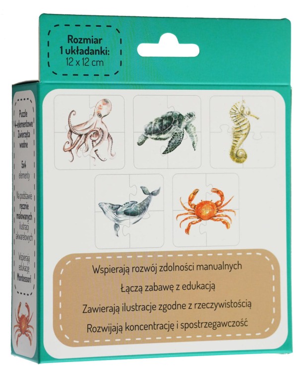 Puzzle 4-elementowe Zwierzęta wodne tył