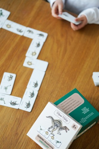 Gra dla dzieci Domino dwustronne Dinozaury układanie