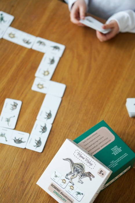 Gra dla dzieci Domino dwustronne Dinozaury układanie