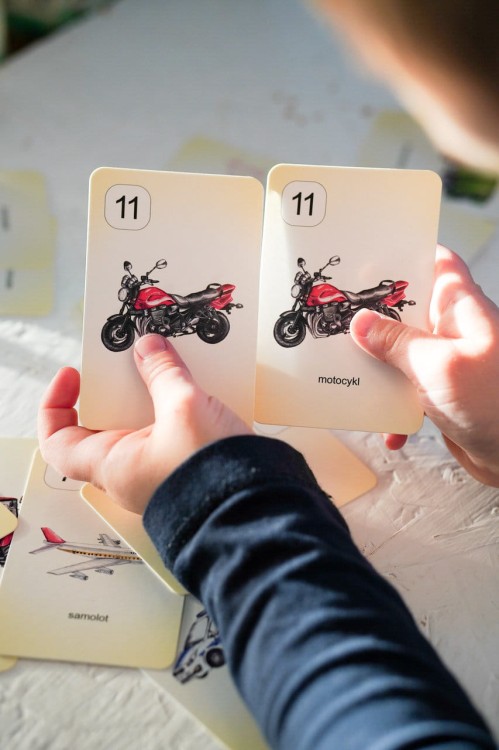 Karty do gry Piotruś Pojazdy motocykl