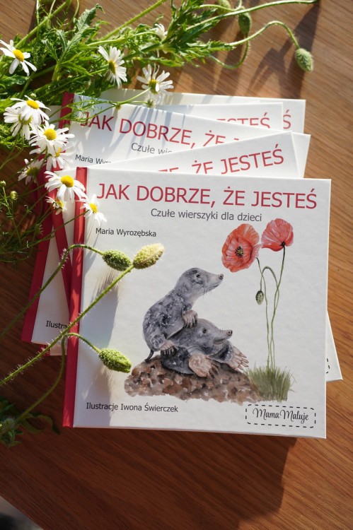 Książka z wierszykami dla dzieci „Jak dobrze, że jesteś” stos