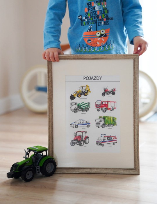 Plakat edukacyjny Pojazdy w ramce