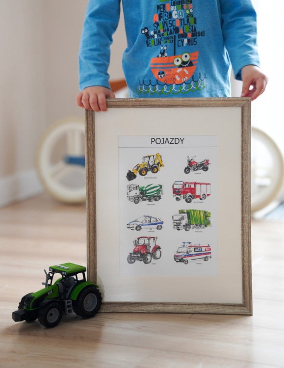 Plakat edukacyjny Pojazdy w ramce