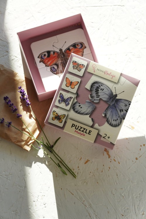 Puzzle 4-elementowe Motyle z pudełkiem