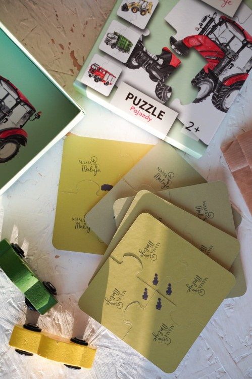 Puzzle 4-elementowe Pojazdy tył puzzli