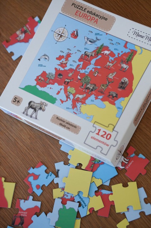 Puzzle edukacyjne Europa 120 elementów pudełko