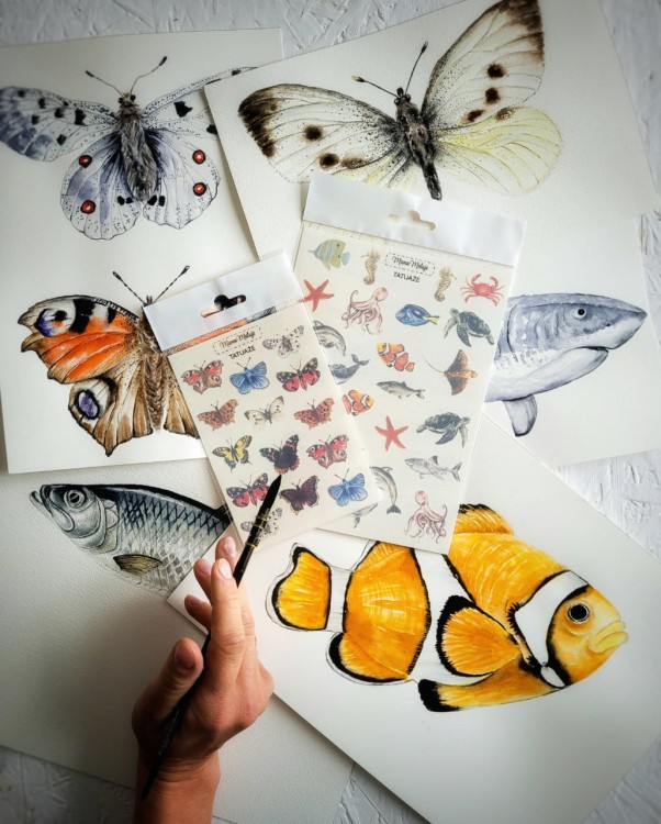 Tatuaże zmywalne dla dzieci Motyle z ilustracjami
