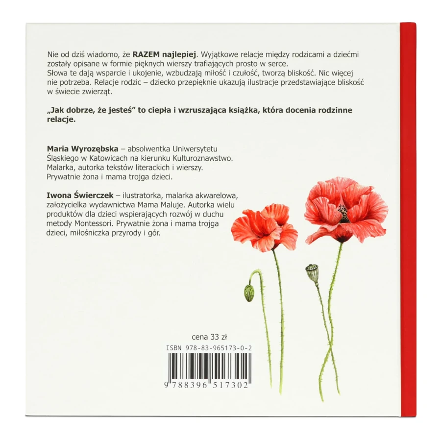 Książka z wierszykami dla dzieci „Jak dobrze, że jesteś” tył