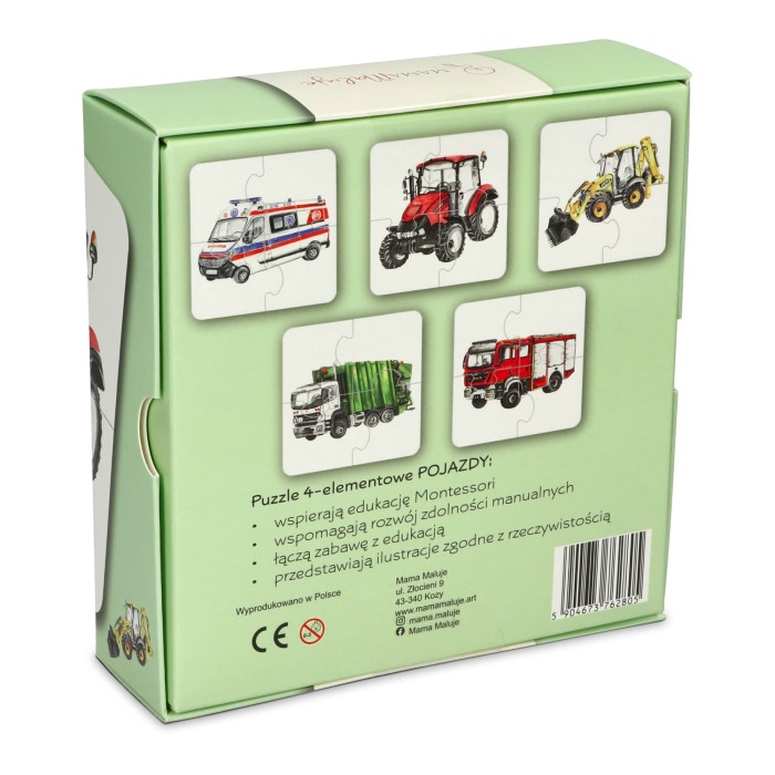 Puzzle 4-elementowe Pojazdy tył