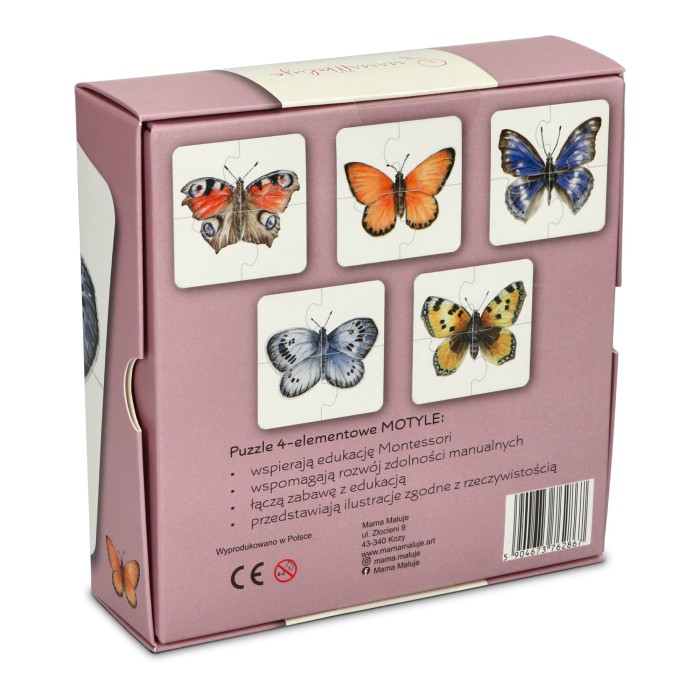 Puzzle 4-elementowe Motyle tył