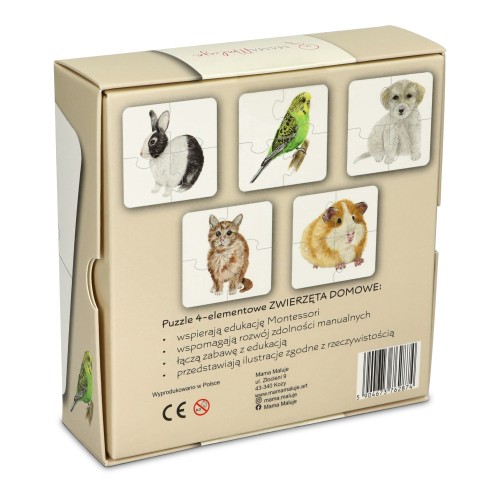 Puzzle 4-elementowe Zwierzęta domowe tył