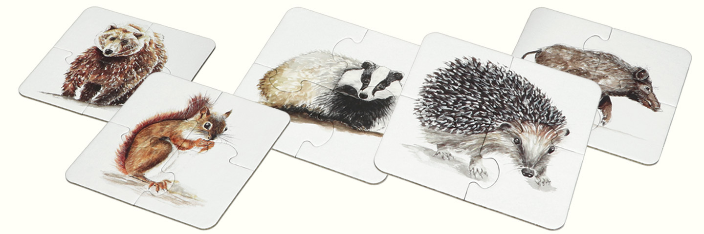 Puzzle 4-elementowe ze zwierzętami leśnymi